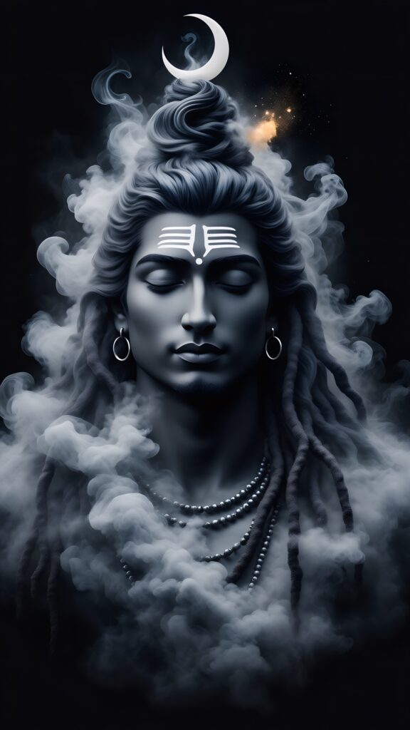 A majestic and meditative portrait of Lord Shiva