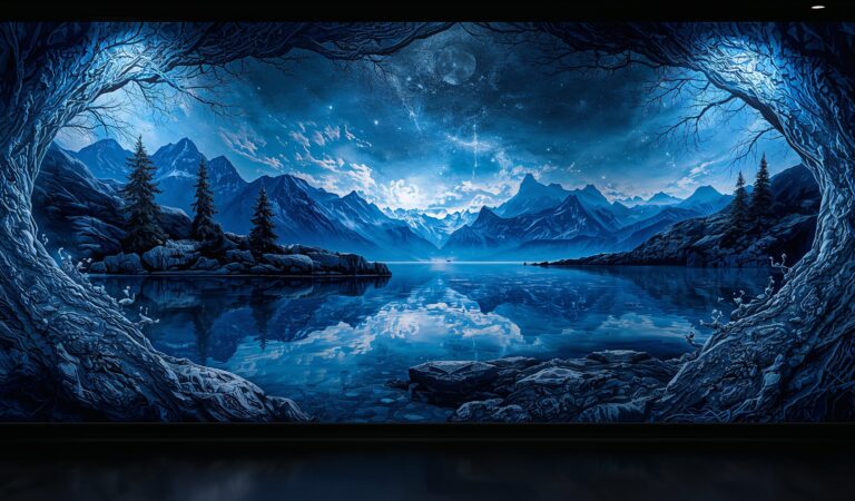 A wall painting that depicts a beautiful landscape