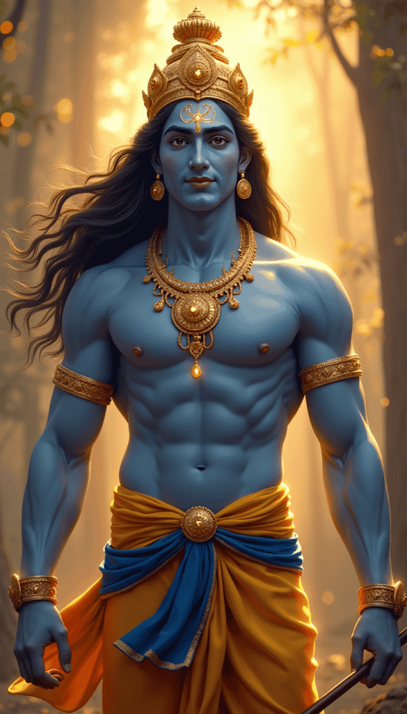 An exceptionally beautiful, divine, and radiant portrait of Lord Rama