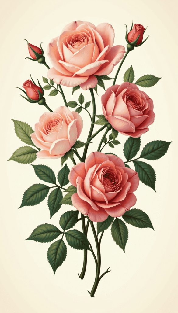 intricately detailed roses in a variety of lush colors