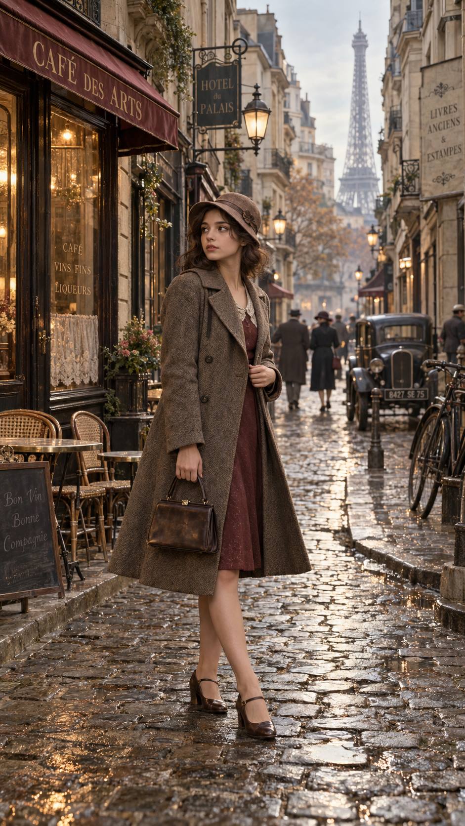 1930s Paris AI Image Prompt for a Cinematic Street Scene