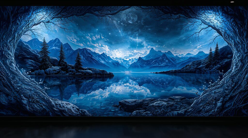 A wall painting that depicts a beautiful landscape