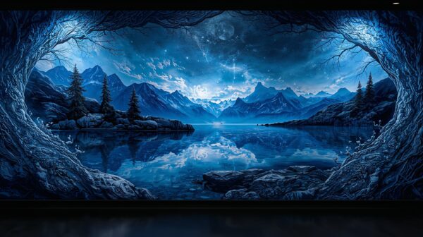 A wall painting that depicts a beautiful landscape