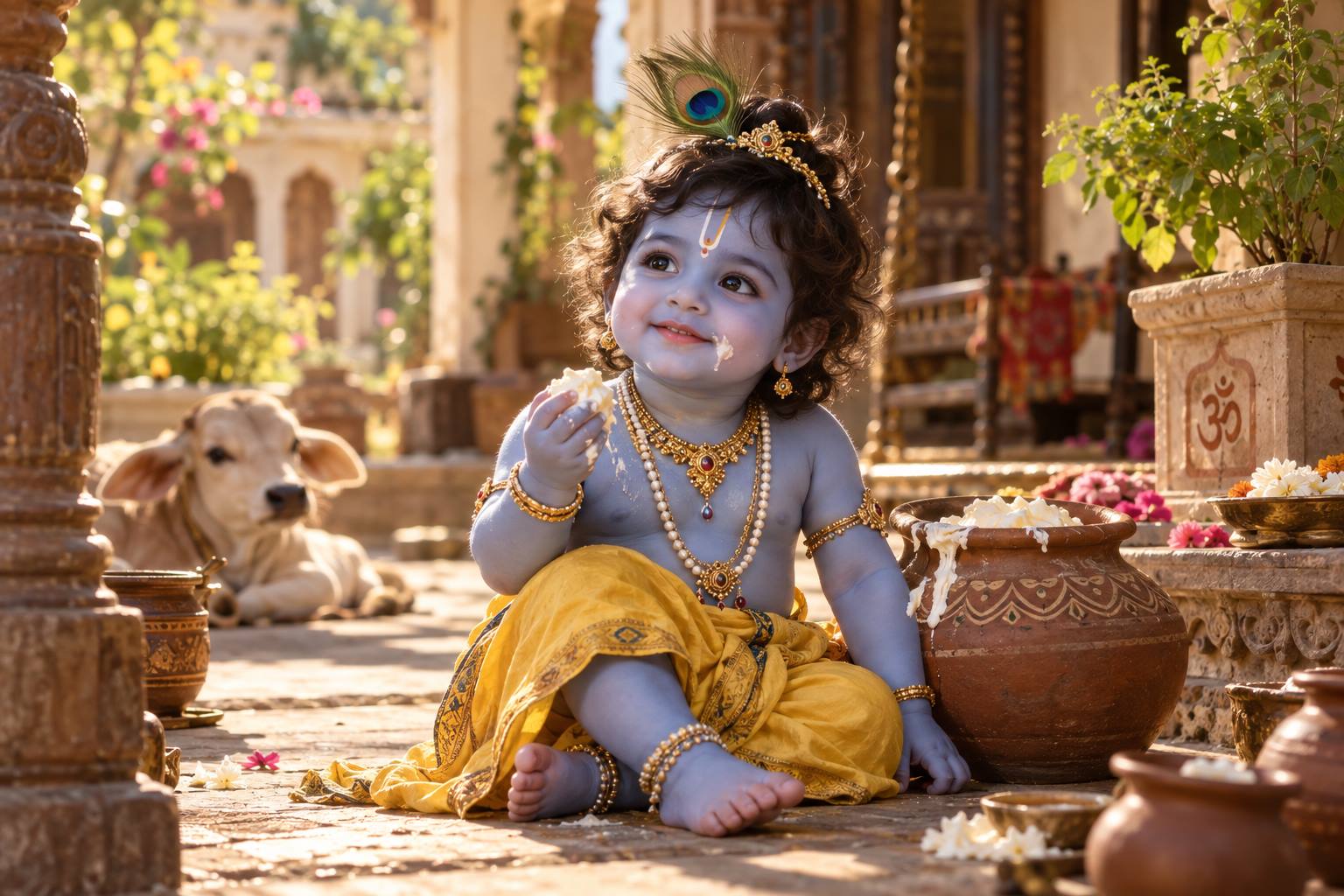 Baal Krishna AI Image Prompt: Divine Child Portrait