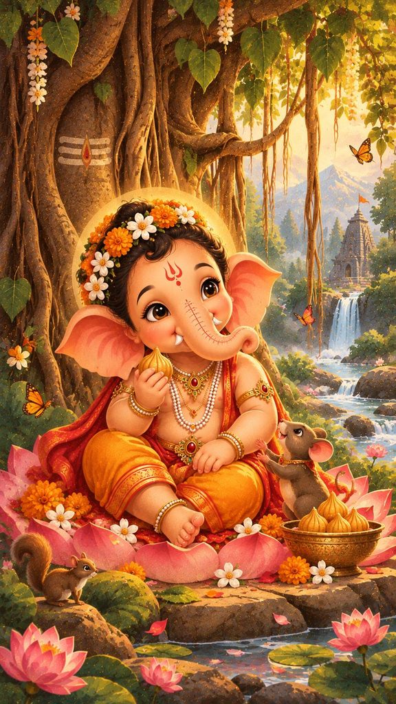 Bal Ganesh Beneath the Sacred Banyan