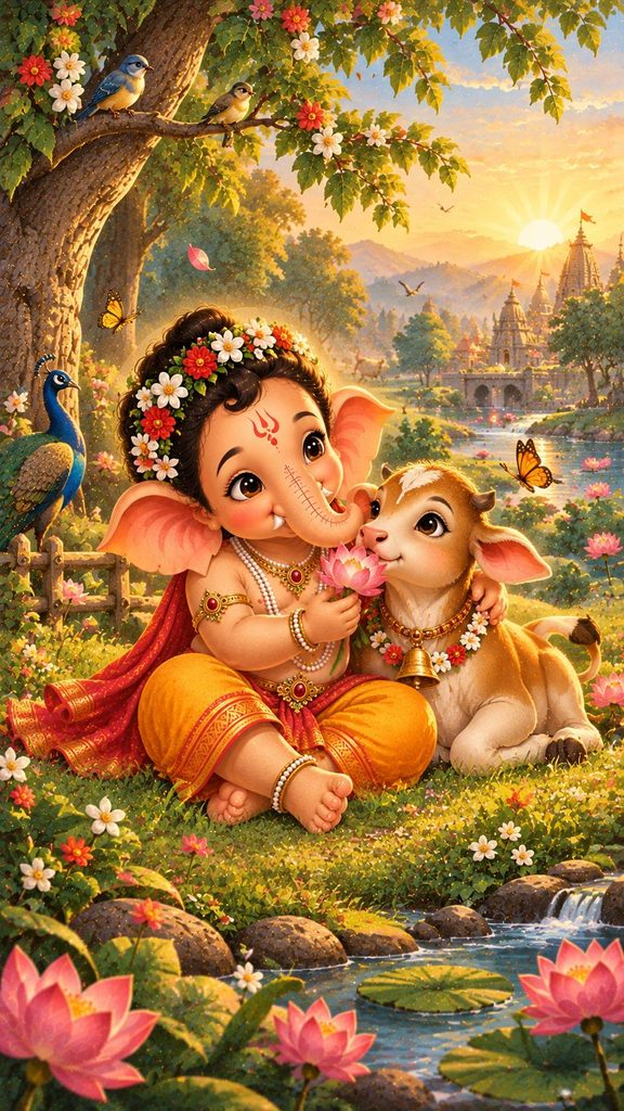Bal Ganesh & the Little Calf