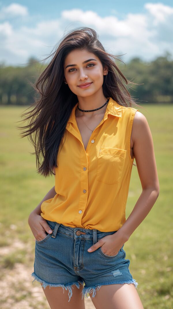 Beautiful young Nepali woman with silky dark hair and expressive brown eyes