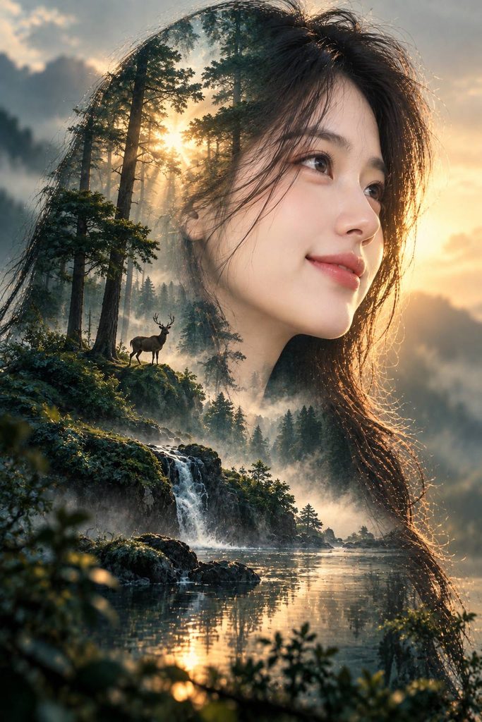 Cinematic Forest Double Exposure