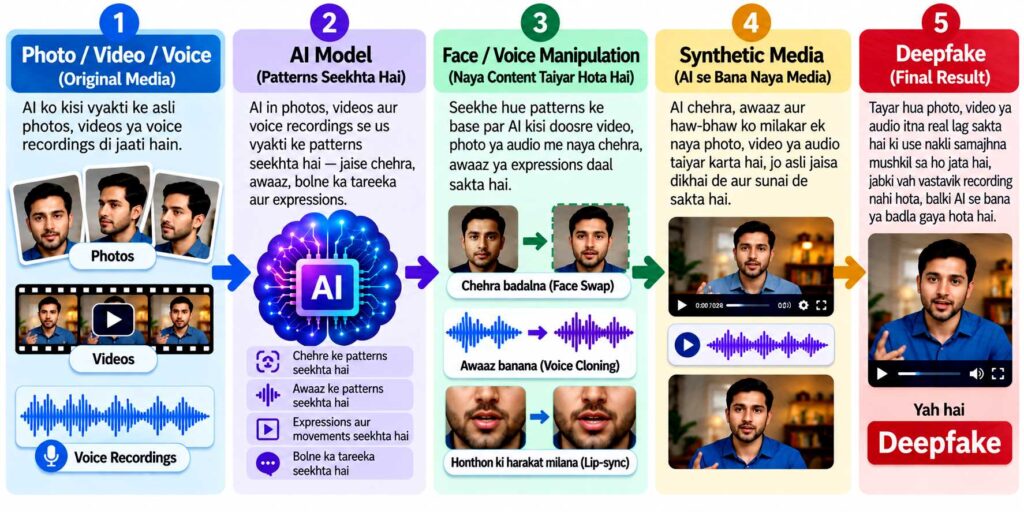 AI generated deepfake video बनने की प्रक्रिया