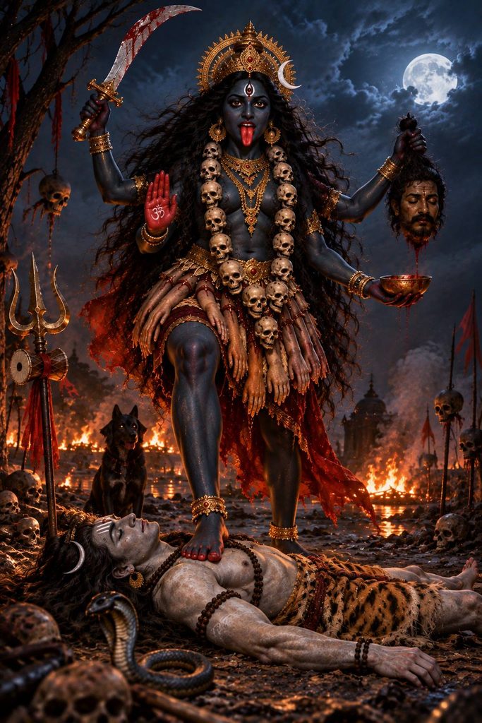 Goddess Kali Cremation Ground AI Image Prompt
