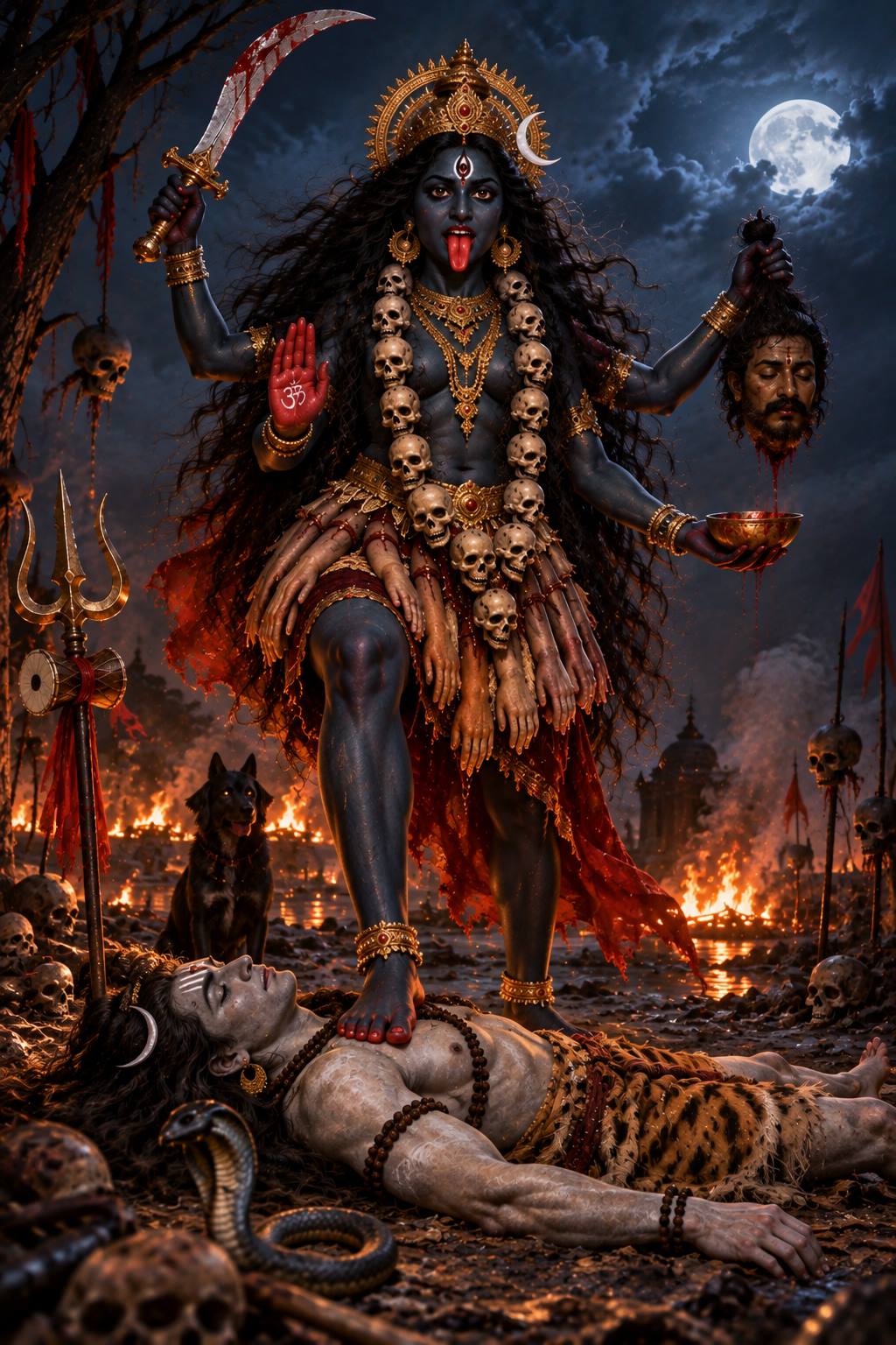 Goddess Kali Cremation Ground AI Image Prompt