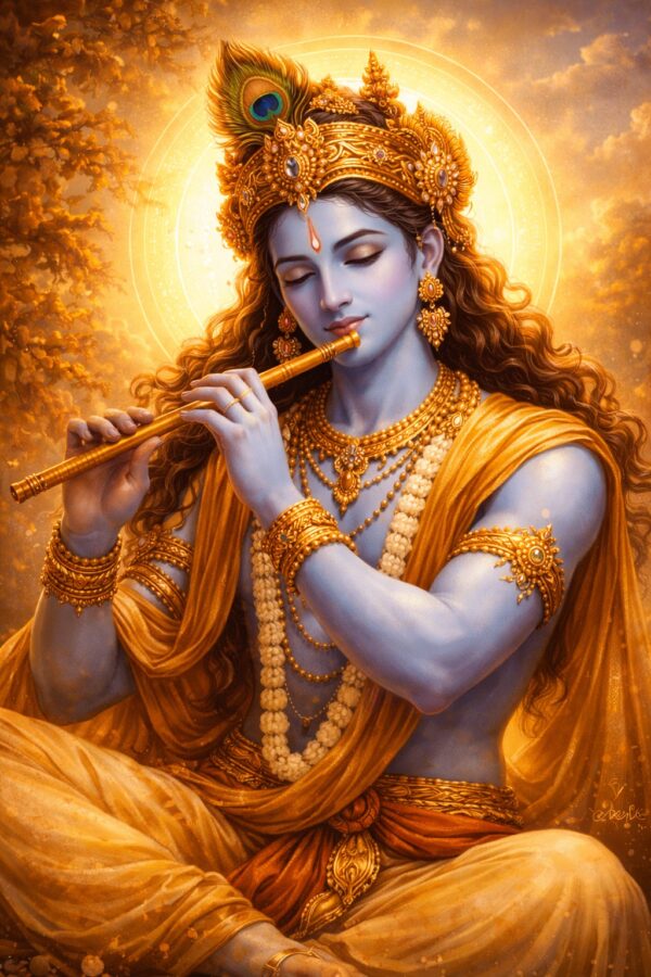 Loard Krishna playing his Golden flute