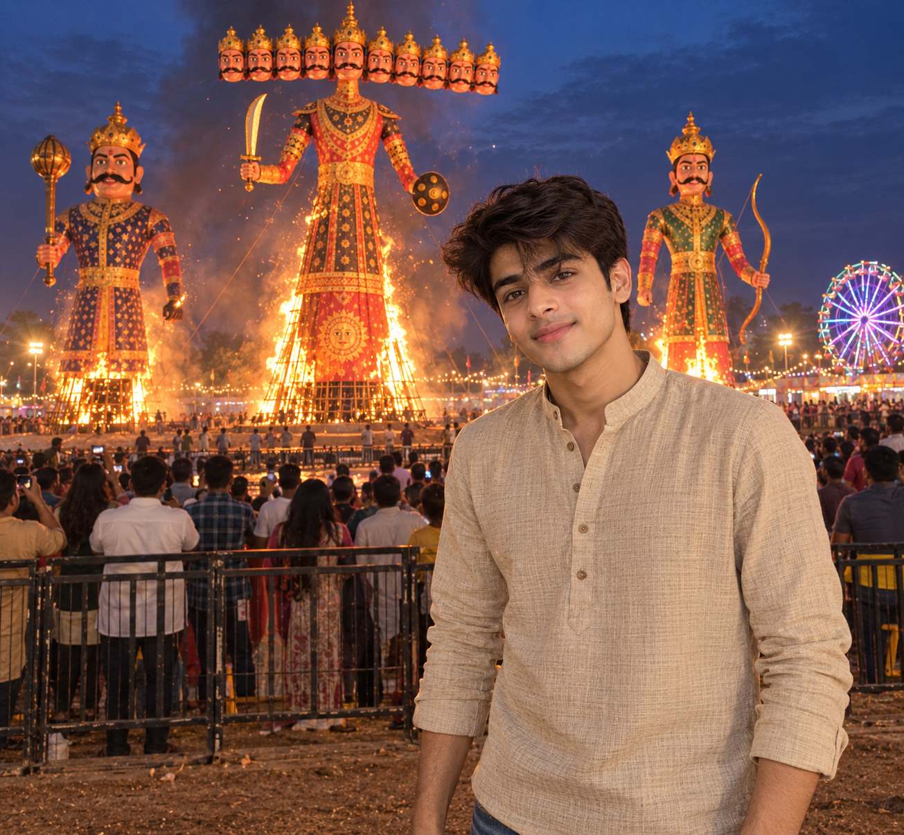 How to Create a Realistic Dussehra Ravan Dahan Photo with AI