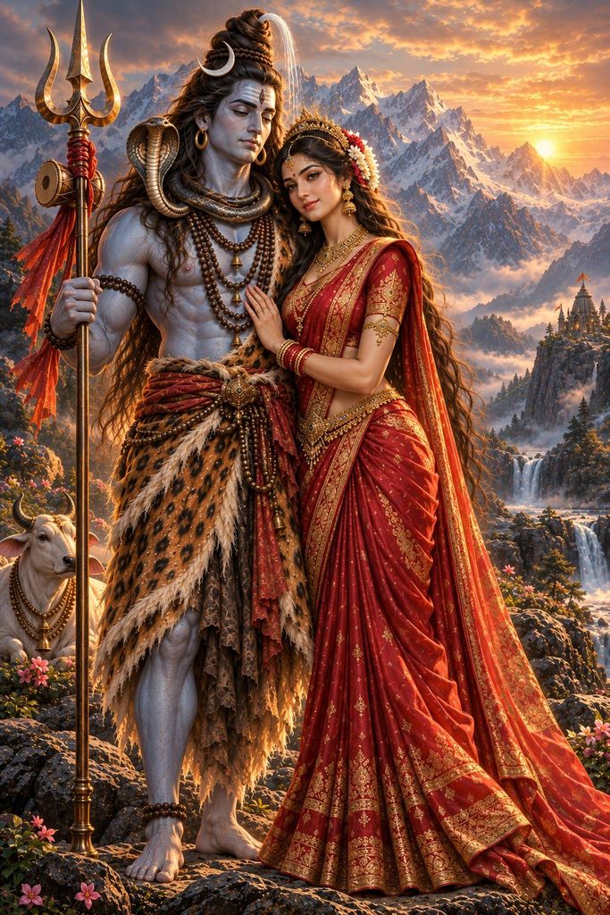 Shiva & Parvati  Divine Couple Cinematic Portrait