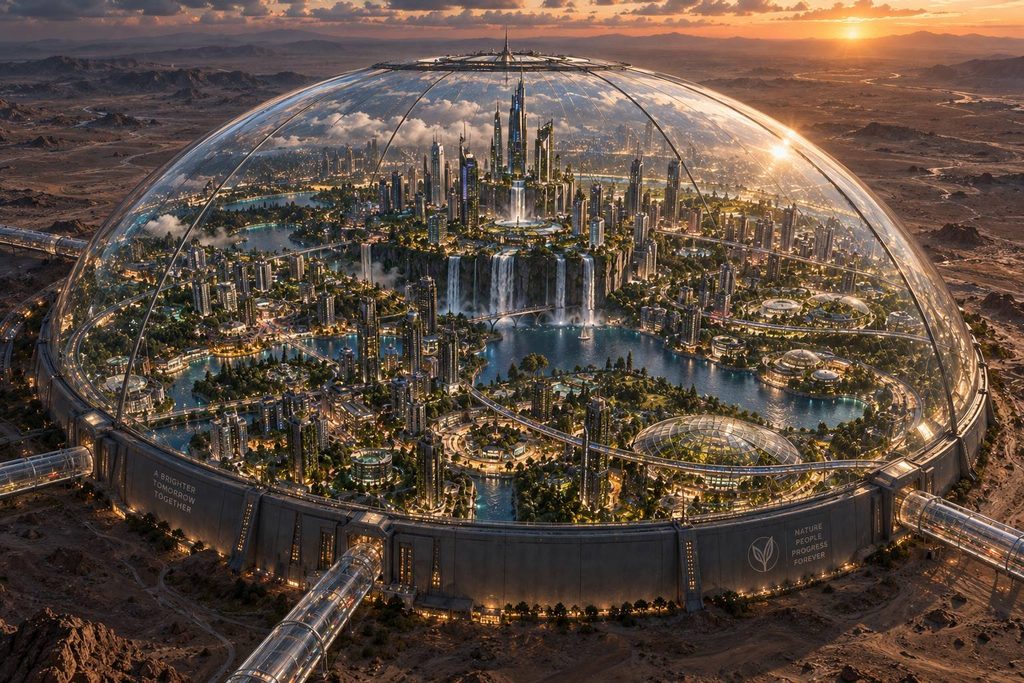 The City Beneath a Giant Glass Dome