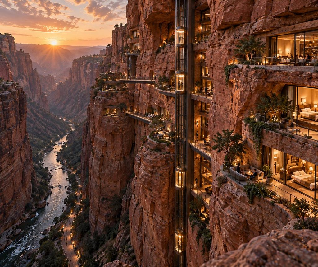 The Hotel Inside a Canyon Wall