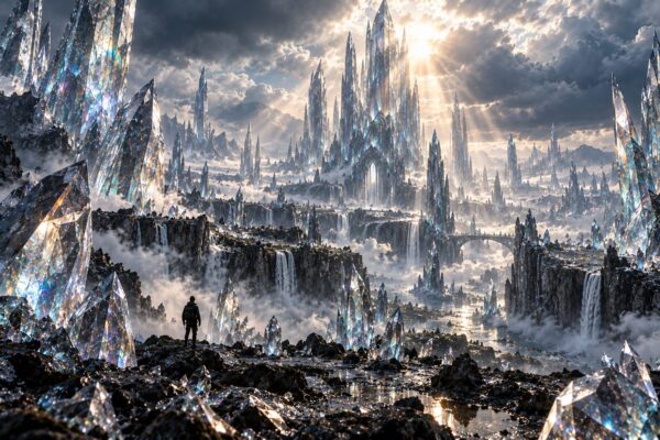 Towering Crystal Spires: Epic AI Image Prompt