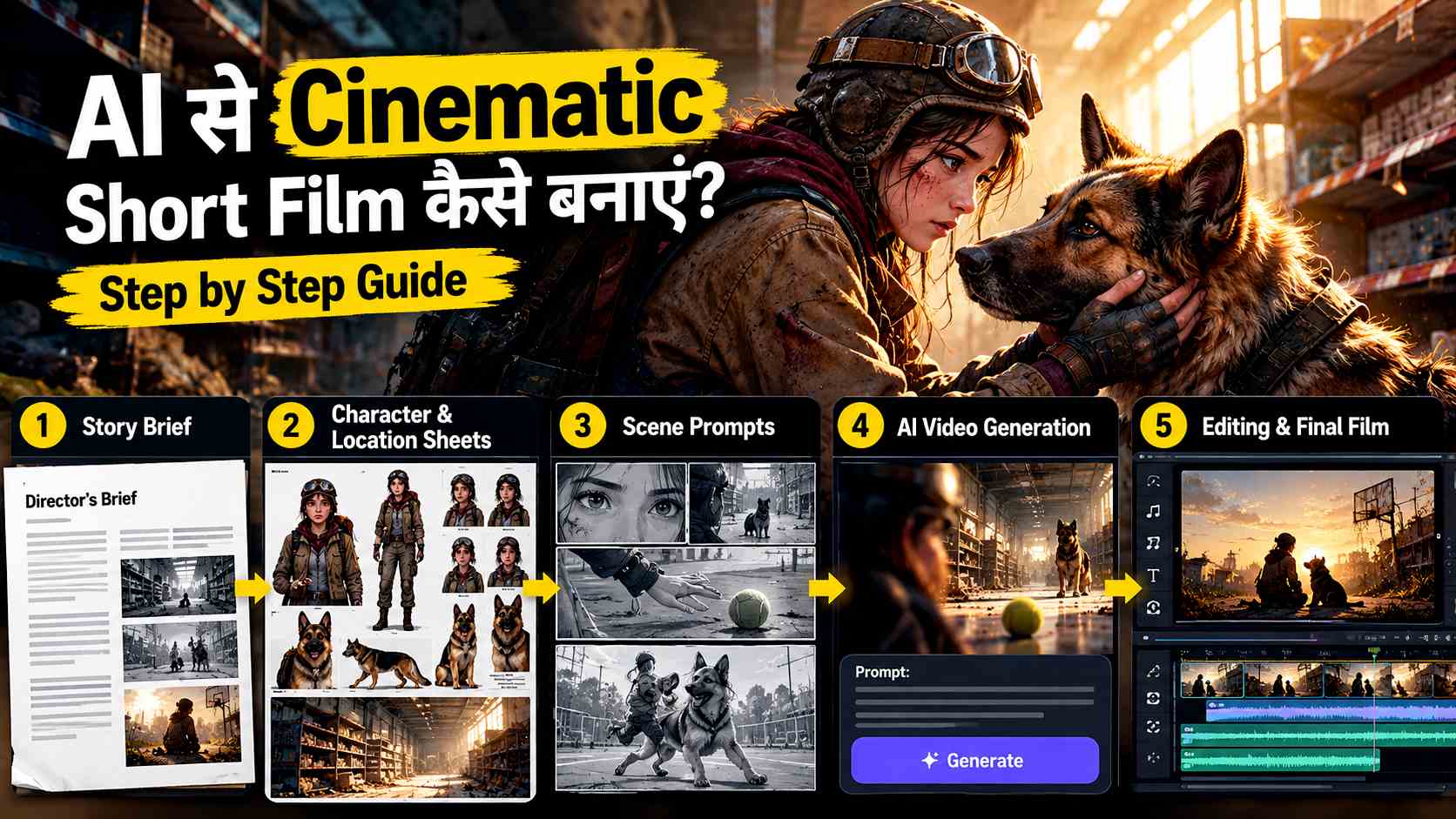 AI से Cinematic Short Film बनाने का तरीका, Character Sheets से AI Video Generation और Final Editing तक