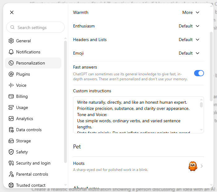 chatgpt custom instructions memory
