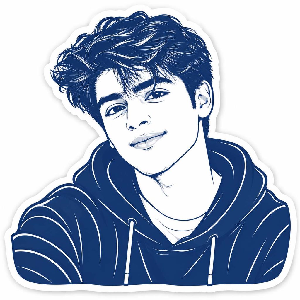 Handsome Boy Navy White Sticker