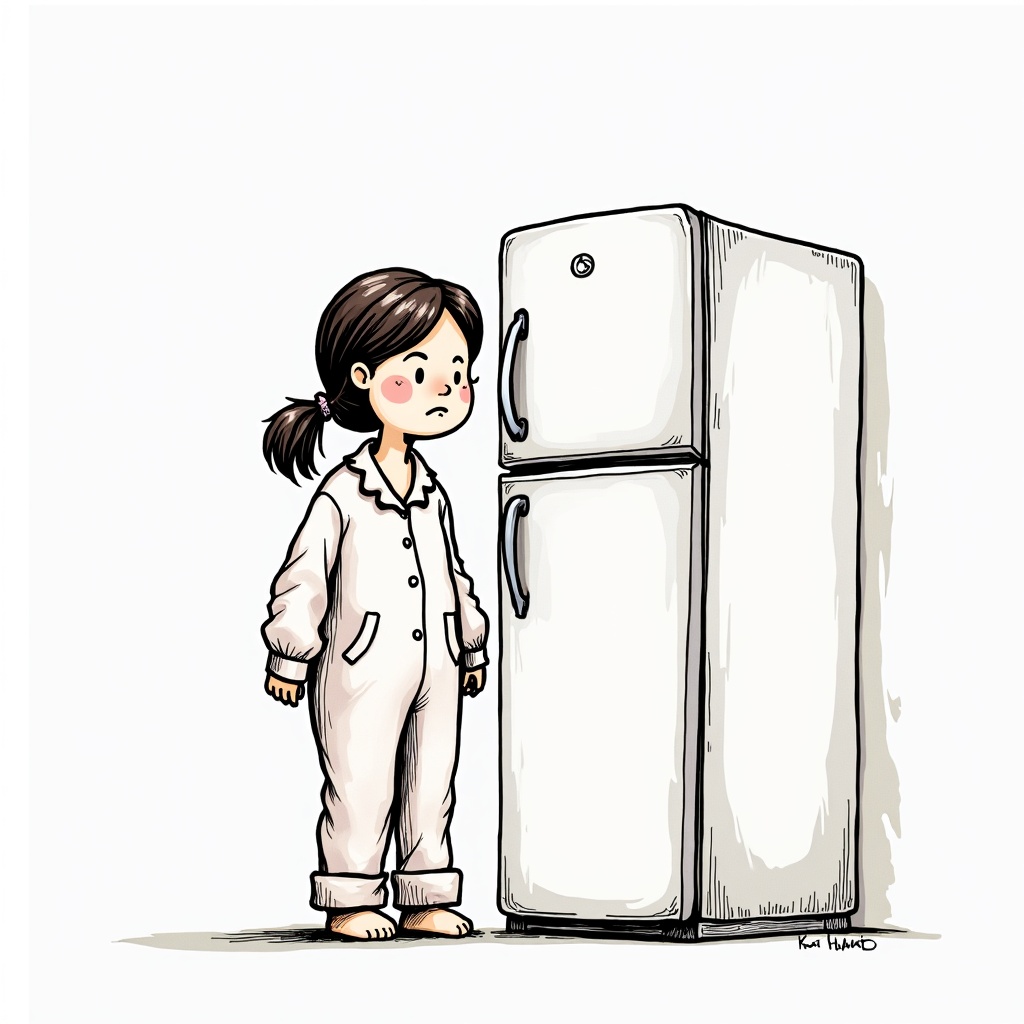 illustration of a young woman wearing oversized pajamas