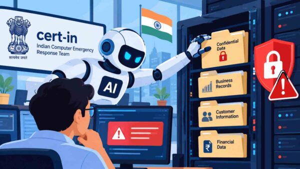 भारत में AI एजेंट्स से कंपनियों के गोपनीय डेटा की सुरक्षा से जुड़ा साइबर सुरक्षा चित्र