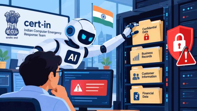 भारत में AI एजेंट्स से कंपनियों के गोपनीय डेटा की सुरक्षा से जुड़ा साइबर सुरक्षा चित्र